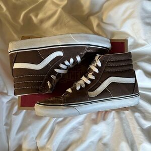 Vans Brown and White High-Top Sneakers